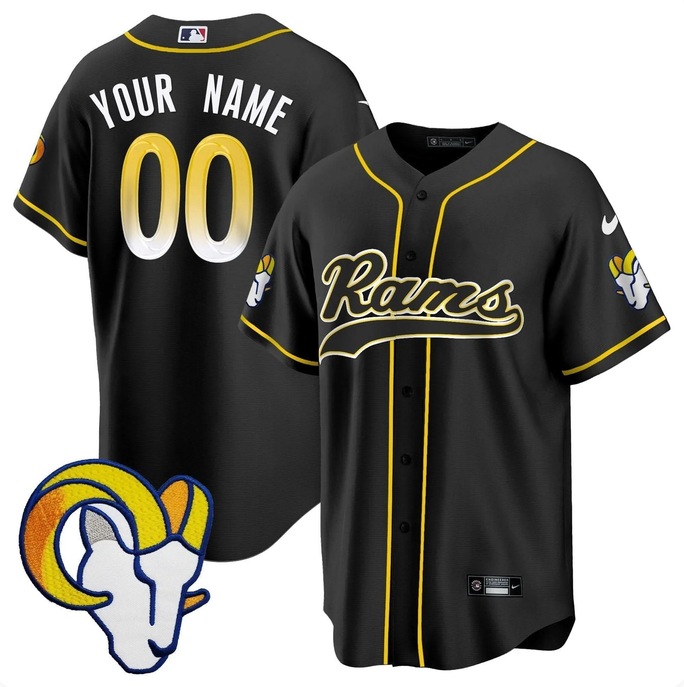 Men's Black Los Angeles Rams Active Player Custom Stitched Baseball Jersey
